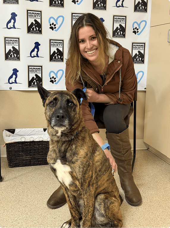 Person with adopted dog
